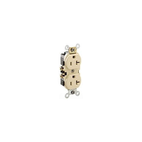 Receptáculo Doble Leviton, Espiga Recta, 20 A, 125 V, Marfil